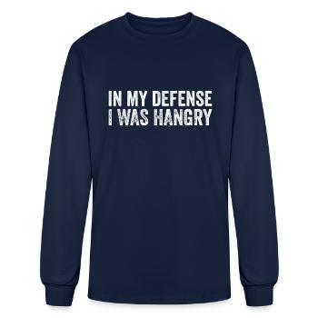 In My Defense I Was Hangry - Men's Long Sleeve T-Shirt - navy - Front