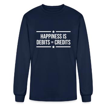 Happiness Is Debits Equal Credits Accountant - Men's Long Sleeve T-Shirt - navy - Front