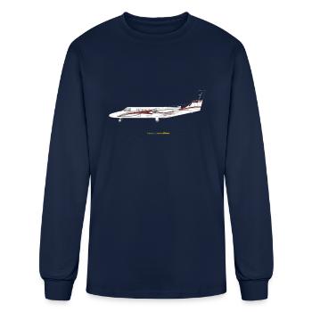 Sleek Private Jet Graphic Tee Art - Men's Long Sleeve T-Shirt - navy - Front