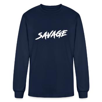 self made savage - Men's Long Sleeve T-Shirt - navy - Front