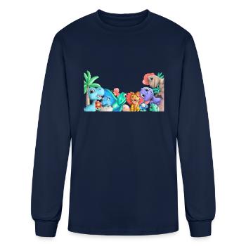 Funny And Cute Dinosaurs Company - Men's Long Sleeve T-Shirt - navy - Front