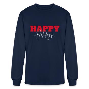 Happy Holidays Hand Written - Men's Long Sleeve T-Shirt - navy - Front