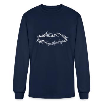 Drawing of a thorn crown - Men's Long Sleeve T-Shirt - navy - Front