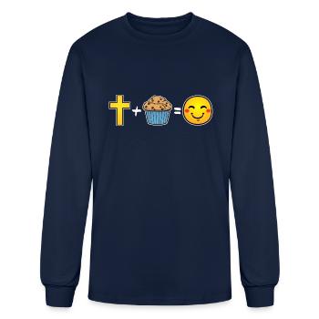 Christ Plus Chocolate Chip Muffin Equals Happiness - Men's Long Sleeve T-Shirt - navy - Front
