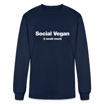 Social Vegan - Men's Long Sleeve T-Shirt - navy - Front