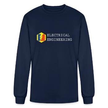 electrical engineering text, electricity logo - Men's Long Sleeve T-Shirt - navy - Front