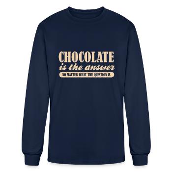 Chocolate Is The Answer No Matter The Question - Men's Long Sleeve T-Shirt - navy - Front