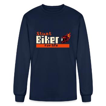 Stunt bike riding - Men's Long Sleeve T-Shirt - navy - Front