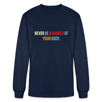 N’ayez jamais honte de votre corps - T-shirt à manches longues Homme - marine - Devant