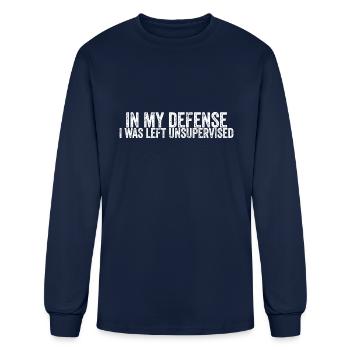 In my defense I was left unsupervised - Men's Long Sleeve T-Shirt - navy - Front
