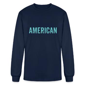 American - Men's Long Sleeve T-Shirt - navy - Front