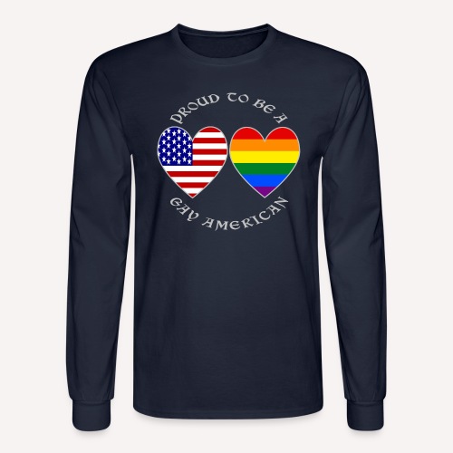 Proud Gay American Grey Letters - Men's Long Sleeve T-Shirt