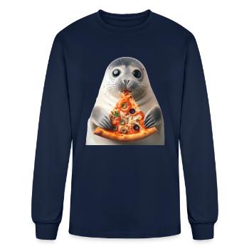 Seerobbe enjoys pizza - Men's Long Sleeve T-Shirt - navy - Front