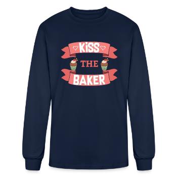 Kiss the Baker - Men's Long Sleeve T-Shirt - navy - Front