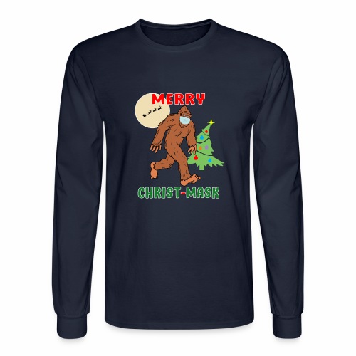 Merry Christmask Sasquatch Mask Social Distance. - Men's Long Sleeve T-Shirt