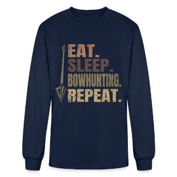 Eat Sleep Bowhunting Repeat Camo Archery - Men's Long Sleeve T-Shirt - navy - Front