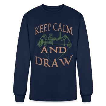 Keep Calm And Draw Bowhunting Camo Archery - Men's Long Sleeve T-Shirt - navy - Front
