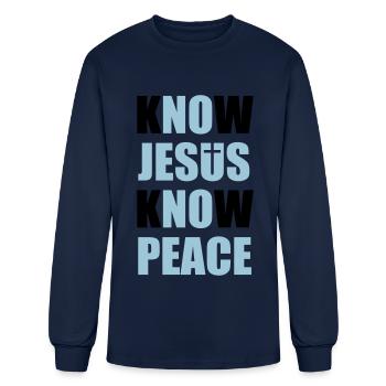 Know Jesus Know Peace - Men's Long Sleeve T-Shirt - navy - Front