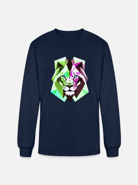 Polygon lion - Men's Long Sleeve T-Shirt - navy