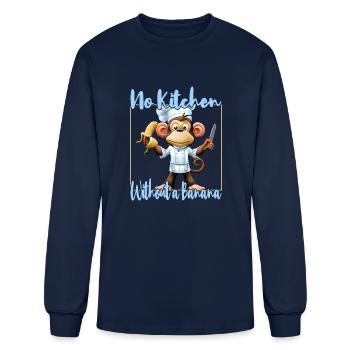 Banana Vibes kitchen monkey - Men's Long Sleeve T-Shirt - navy - Front
