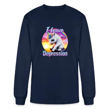 Depressed unicorn at sunset - Men's Long Sleeve T-Shirt - navy - Front