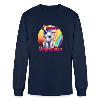 Depressed unicorn at sunset - Men's Long Sleeve T-Shirt - navy - Front