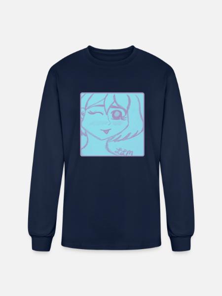Cotton Candy Synth Girl - Men's Long Sleeve T-Shirt - navy