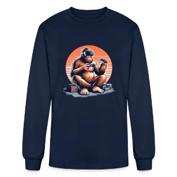 Bigfoot dans le monde de la réalité virtuelle - T-shirt à manches longues Homme - marine - Devant
