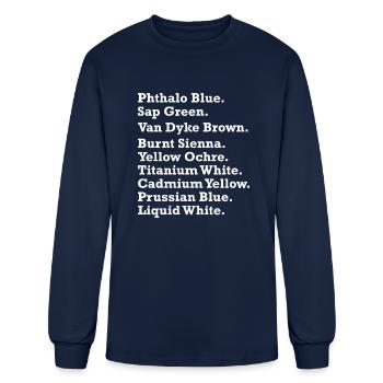 Phthalo Blue Sap Green Prussian Blue Liquid White - Men's Long Sleeve T-Shirt - navy - Front