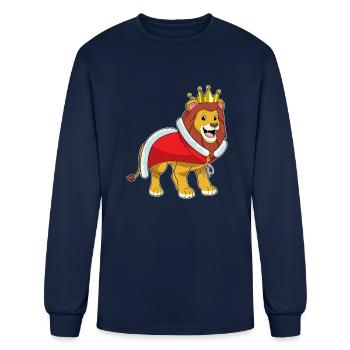 Lion As King With Crown Cape - Men's Long Sleeve T-Shirt - navy - Front