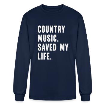 Country Music Line Dance Western Dance - Men's Long Sleeve T-Shirt - navy - Front