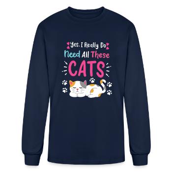 Cats Cat Owner Cat Lover - Men's Long Sleeve T-Shirt - navy - Front
