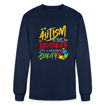 Autistic Autism Support Puzzle Piece Autism - Men's Long Sleeve T-Shirt - navy - Front
