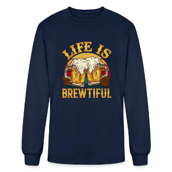 Life Is Brewtiful Beer - Men's Long Sleeve T-Shirt - navy - Front