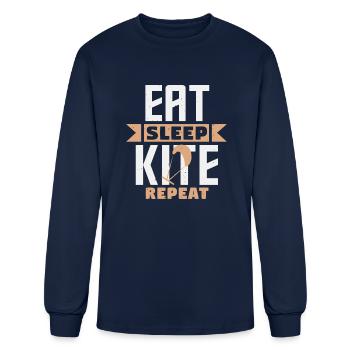 Kite Eat Sleep Repeat - Men's Long Sleeve T-Shirt - navy - Front