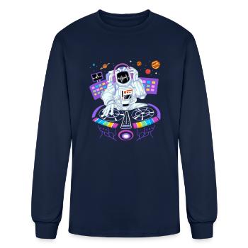 Psytrance Dj Astronaut Electronic Music Gift For - Men's Long Sleeve T-Shirt - navy - Front