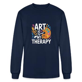 Art is My Therapy T-Shirt | Funny Painting - Men's Long Sleeve T-Shirt - navy - Front