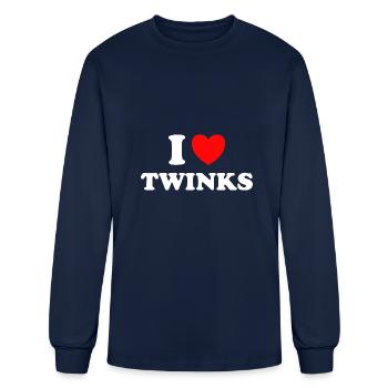 Gay mens I love Twinks - Men's Long Sleeve T-Shirt - navy - Front