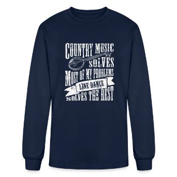 Country Music Line Dance Western Dance - Men's Long Sleeve T-Shirt - navy - Front