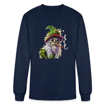 Smoking man - Men's Long Sleeve T-Shirt - navy - Front