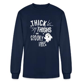 Spooky Vibes Thick Thighs - Men's Long Sleeve T-Shirt - navy - Front