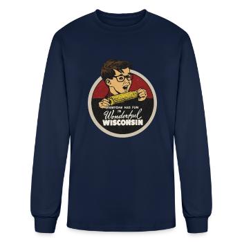Vintage Wisconsin Corny Tourist Kid - Men's Long Sleeve T-Shirt - navy - Front