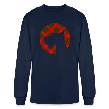 Clan Cameron Tartan Scottie Dog Silhouette - Men's Long Sleeve T-Shirt - navy - Front