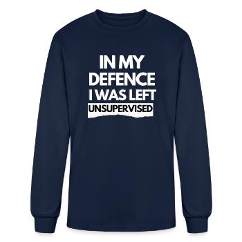 in my defence i was left unsupervised - Men's Long Sleeve T-Shirt - navy - Front