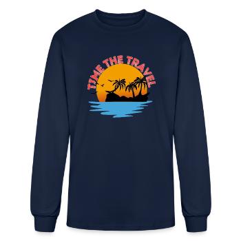 TIME THE TRAVEL - Men's Long Sleeve T-Shirt - navy - Front