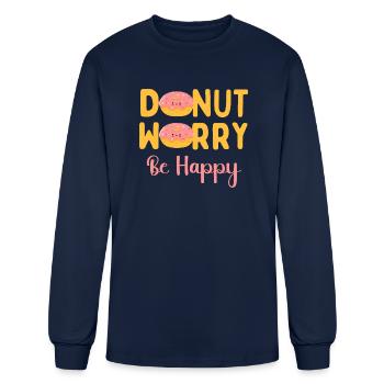 Donut Worry Be Happy - Men's Long Sleeve T-Shirt - navy - Front