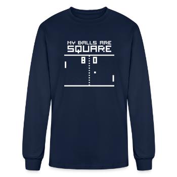 My Balls Are Square Retro Computer Geek - Men's Long Sleeve T-Shirt - navy - Front