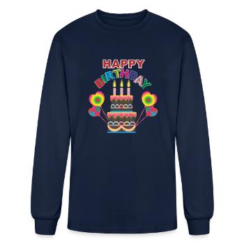 New best design | happy birthday | Popular Design| - Men's Long Sleeve T-Shirt - navy - Front