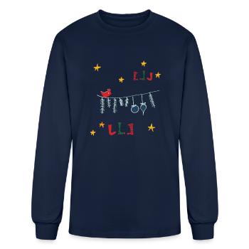 Christmas Bird And Socks - Men's Long Sleeve T-Shirt - navy - Front