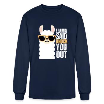 llama Said Knock You Out - Men's Long Sleeve T-Shirt - navy - Front